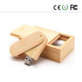 High-Grade Business Gift Rotating Clip Wood USB Flash Drive