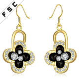 Wholesale Gold Plated Fashion Jewelry Rhinestone Flower Earrings 