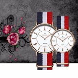 Japan Movt. Stainless Steel Classical Nylon Band Men Ladies Watch, Slim Nato Nylon Strap Dw Style Watches 72421