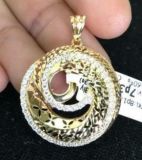 Swirling Silver Pendant in Two Tone with CZ