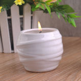 Shiny Glazed White Ceramic Candle Vessel