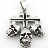 Custom Jewelry Three Skull Head Cross Pendant