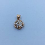 Rose Gold Plating Silver Round Pendant with Marquise Cut CZ