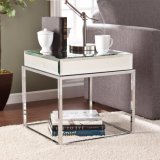 Square Crystal Clear Glass and Stainless Coffee End Table