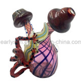 Double Pink Mushroom Glass Hand Pipe with Red Tree Frog Appendage (ES-HP-161)