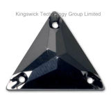 16mm Triangle Crystal Hematite Sew on Rhinestone with 3 Holes