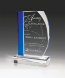 New Fashion Crystal Trophy Blue Excellence Plaque