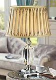 Phine 90101 Clear Crystal Table Lamp with Fabric Shade