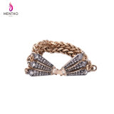 European and American Statement Multi-Layer Alloy Chain Inlaid Diamond Female Cuff Bracelet