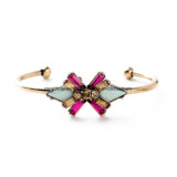 Fashion Jewelry Simple Alloy Bangle Candy Color Cuff Crystal Bracelet