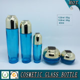 Luxury Transparent Blue Glass Cosmetic Bottles and Jars