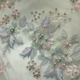 Lace with 3D Flowers Big Bright Crystals Swarovski and Pearls in Elie Saab Style