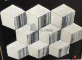 White Blue Natural Marble 3D Interlocking Mosaic with Square Shape