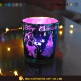 Colored Christmas Glass Candle Holder