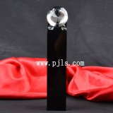Glass Crystal Diamond on Black Pillar Trophy Award