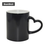 Personalized 11oz Sublimation Full Change Color Mug with Heart Handle Black (B3XH-K)
