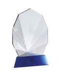 Faceted Fan Crystal Trophy Blue Base