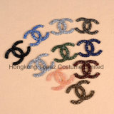 Hongkong Topaz Top Quality Custom Stickers Hotfix Pointback Rhinestone Stickers Iron on Letter Patches (HF-Chanel)