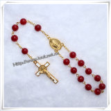 Religious Fashion Handmade 8mm Red Glass Beads Car Rosary (IO-CB001)