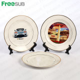 Sublimation Blank Double Gloden Rim Ceramic Plate for Heat Transfer Printing