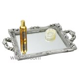 Elegance Silver Resin Princess Mirrored Tray with Handles