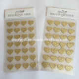 Gold Glitter Heart Stickers / Handmade Paper Craft Sticker