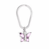 Butterfly Shape Pink Crystal Cremation Keychain for Memorial