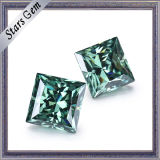 4*4mm Green Color Square Princess Cut Moissanite for Jewelry