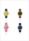 Date Display Four Colors Leather Belts Crystal Mechanical Watch