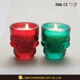 Colors Glass Candle Holder for Decoration with Skull Shape