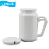 Big Volume Blank Milk Ceramic Mug with Lid and Handle