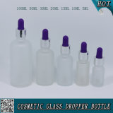 Frosted Cosmetic Glass Dropper Bottle with Colorful Rubber