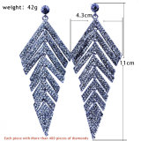 Luxury Crystal Diamond Bride Earrings Triangle Star Wedding Long Earrings