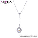43102 Xuping New Model Necklace Crystals From Swarovski Latest Long Single Green Stone Pendant Necklace Designs