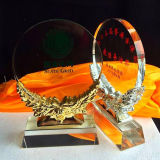 Round Clear Glass Trophy Award with Resin Base