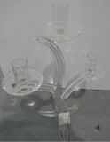 Clear Dendritic Glass Candle Holder with Three Posters