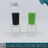 12ml Square Clear Glass Nail Polish Bottle with Screw Cap