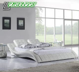 A021 Bedroom White Leater Bed with LED Light