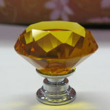 Mini 30mm Amber Crystal Children Bedside Table Knobs in Silver