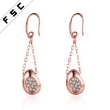 Fashion Jewellery Rose Gold Plated Platinum Plant Shape Drop Earrings
