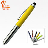 Popular Design Metal Ball Pen with LED Light and Stylus