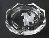 New Design Horse Laser Engraving Crystal Glass Cigar Ashtray (JD-YG-009)