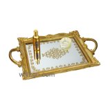 2017 New Wave Luxuxy Gold Resin and Glass Decorative Jewelry Mirror Tray