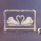 3D Laser Engraving Crystal Swan Cube for Crystal Craft Decoration