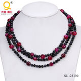 2014 Crystal and Agate Three Rows Necklace Costume Jewelry