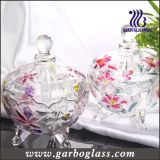 Spray Color Lily Design Glass Candy Jar (GB1804LB/P)