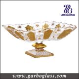 Luxury Golden Electroplated Glass Fruit Bowls with Plastic Flowergb1638. Z15/Dn