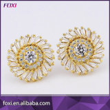 Dubai 24K Gold Fashion Zirconia Jewelry Round Stud Earrings