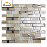 Strip Shape Foshan Solid Color Light Brown Crystal Glass Mosaic