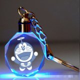 LED Laser Glass Gift Crystal Glass Keychain for Souvenir Gifts